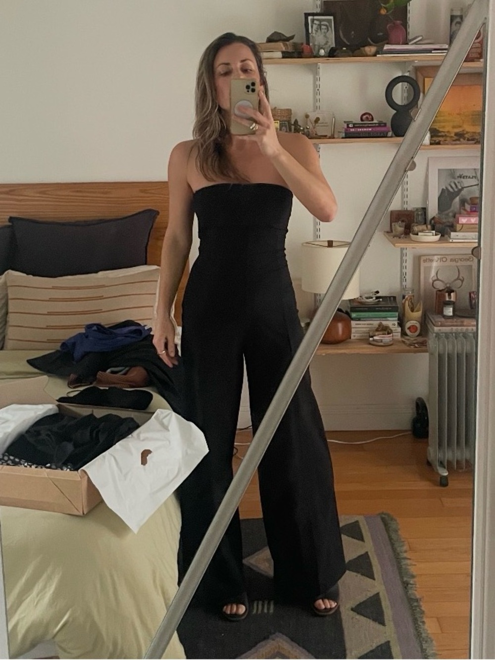 Zara Black Strapless Wide-Leg Jumpsuit
